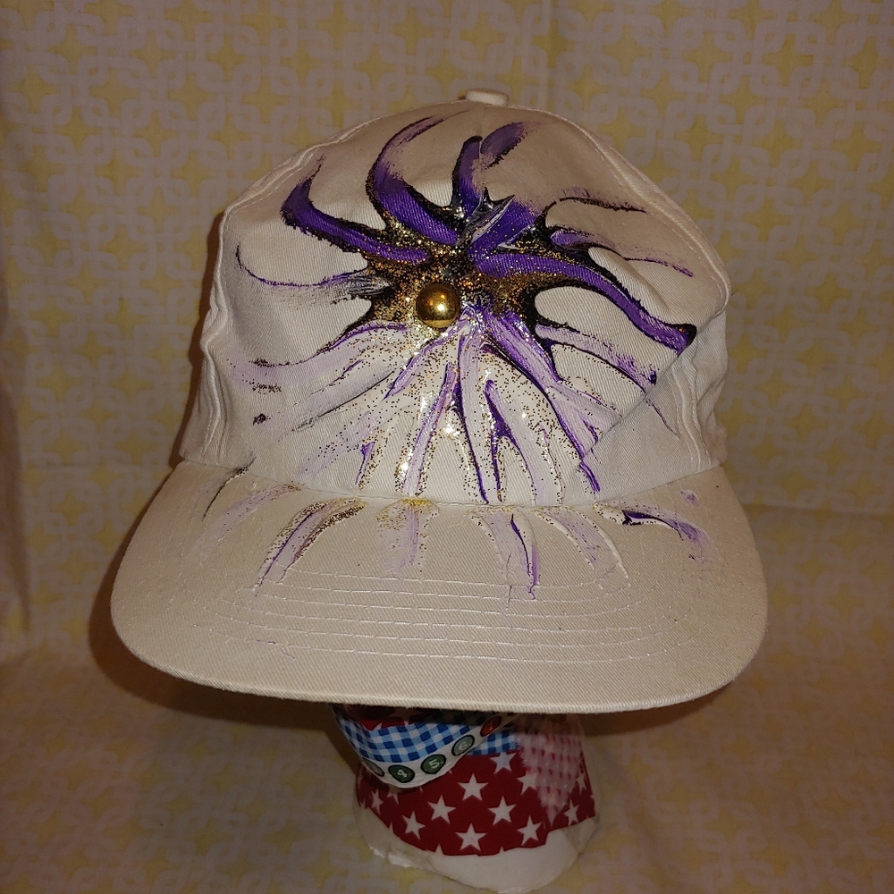 Vintage 90s Painted Sparkly Glitter Baseball Hat